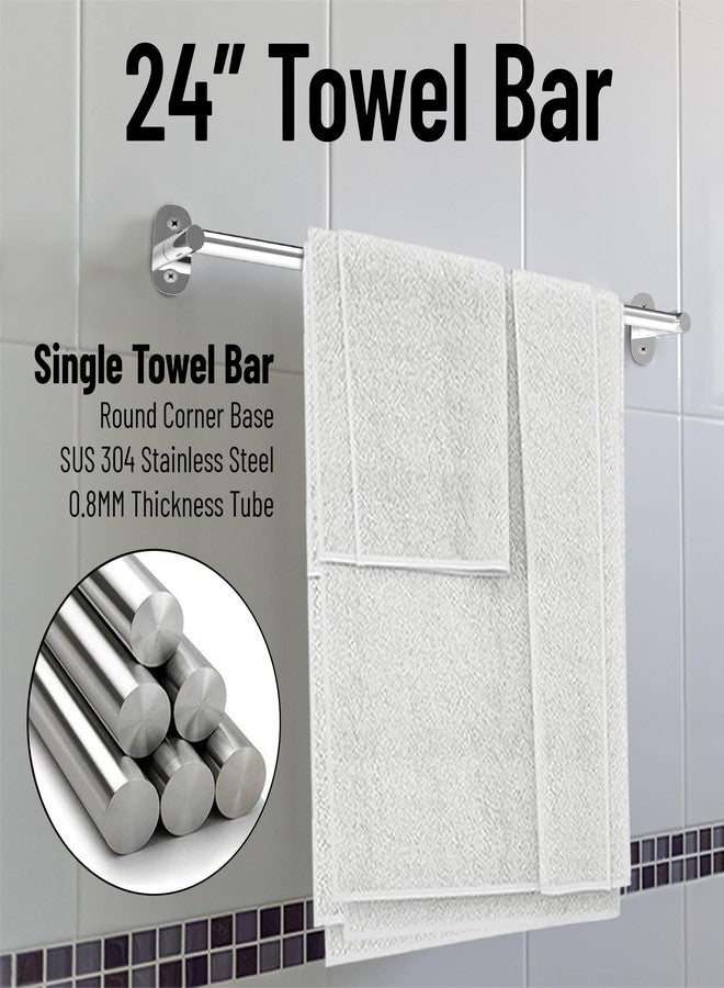 ACHRO Self Adhesive and Wall Mount Towel Holder for Bathroom - 24 Inch Rustproof Stainless Steel 304 Towel Holder, Sturdy Towel Bar, Space-Saving Towel Hanger, Bathroom Accessories, Chrome Silver - Image 3
